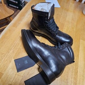 Frye Carter Lace Up Dark Brown Leather Men's Boots, 9.5M,(like 10 US), Italy